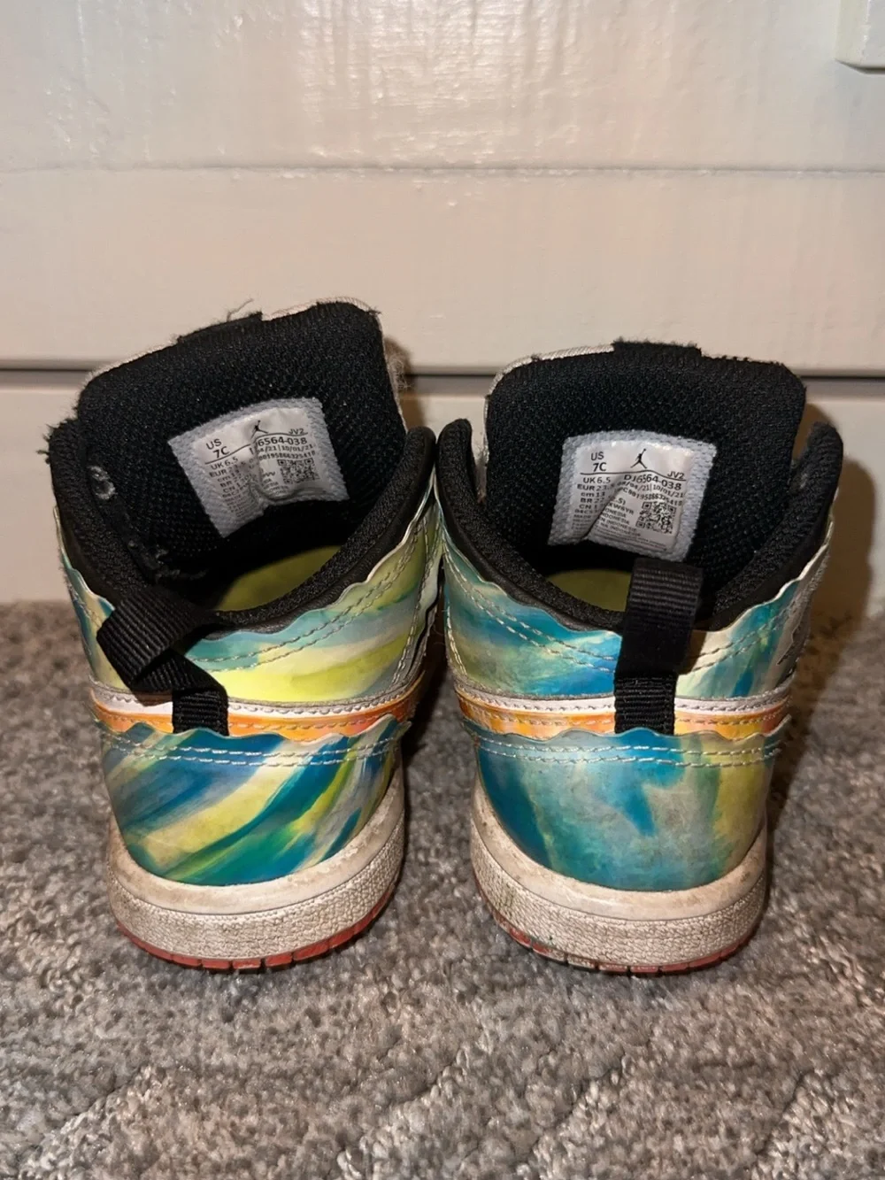 Nike Kids High-Top Sneakers in Black, White and Orange with Multicolor Accent